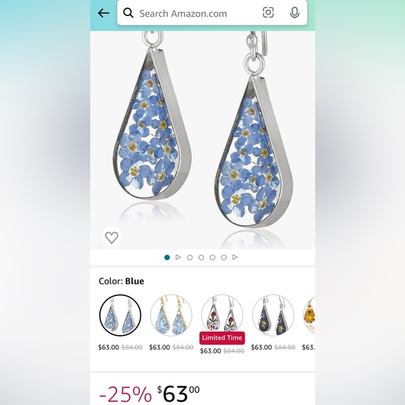 Vintage Sterling Silver Glass Flower Earrings - Picture 9 of 10